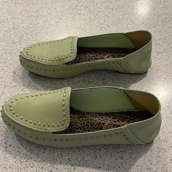 NWOT Seven7 Francesca Light Green Studded Loafers - Picture 6 of 7